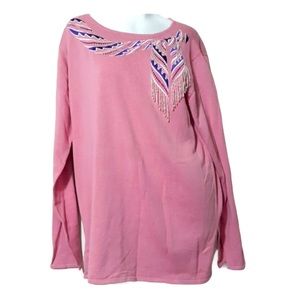 BOB MACKIE Pink Embroidered Sweater Cardigan Top